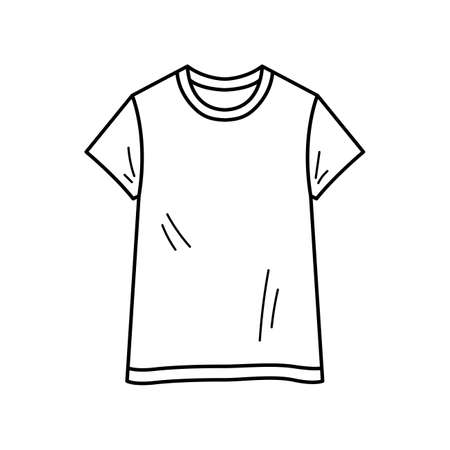 Hand-drawn icon of T-Shirt. outline symbol. Vector illustration in doodle sketch style.のイラスト素材