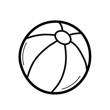 Beach ball. Hand drawn sketch icon of children inflatable toy. Isolated vector illustration in doodle line style.のイラスト素材