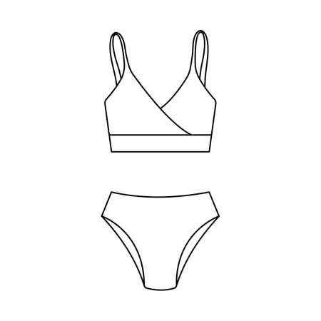 swimsuit icon. Women swimming clothes isolated on white background. Icon in linear style.のイラスト素材