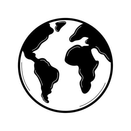 Hand drawn globe icon. Doodle sketch style. earth planet. Isolated vector illustration.のイラスト素材