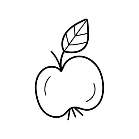 Apple. Doodle icon of fruits. hand drawn sketch style. Isolated vector illustration.のイラスト素材
