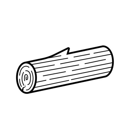 wood log icon. Hand drawn vector illustration in doodle sketch style isolated on white background.のイラスト素材