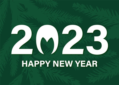 Happy New Year! Banner or greeting card for New Year 2023. Rabbit Zodiac sign. minimalist design. vector illustration.のイラスト素材