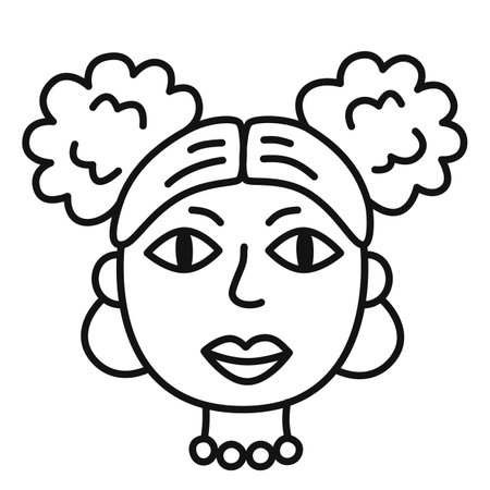 Face of woman in doodle line style. Hand drawn portrait of girl. Simple isolated vector illustration.のイラスト素材