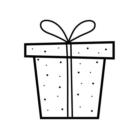 gift box. Hand drawn icon in sketch doodle style. Isolated vector illustration.のイラスト素材