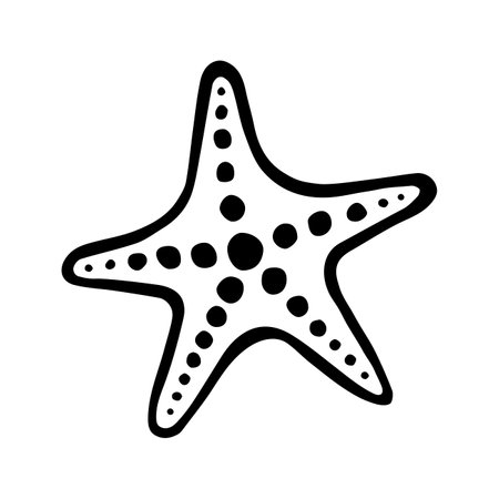 starfish. Hand-drawn stylized image. Graphic black and white image isolated on white background. vector illustration.のイラスト素材