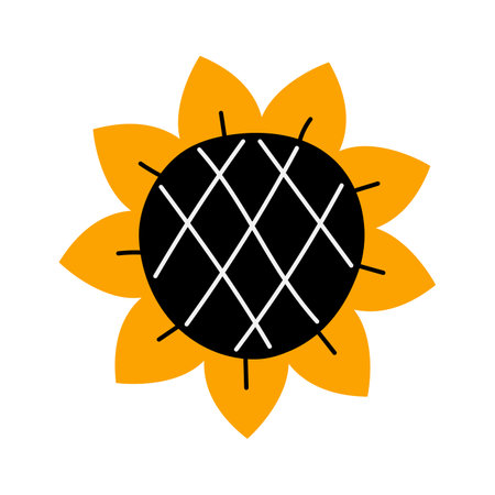 Sunflower. hand drawn sketch icon. Isolated vector illustration in doodle line style.のイラスト素材
