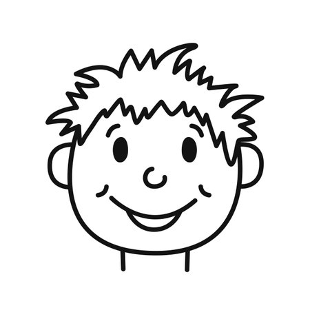 Hand drawn portrait of a boy. Doodle sketch style. Vector illustration isolated on white background.のイラスト素材