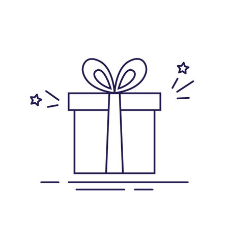 Gift box. Vector icon in line style isolated on white background.のイラスト素材