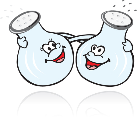 Illustration of salt and pepper in cartoon styleのイラスト素材