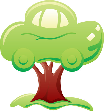 Abstract green car on tree symbolizes biofuelのイラスト素材