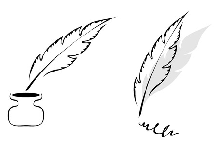 Set of symbols with feather isolated on whiteのイラスト素材