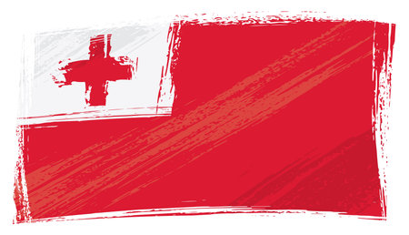 Tonga national flag created in grunge styleのイラスト素材