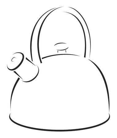 Simple black sketch of Kettle isolated on whiteのイラスト素材