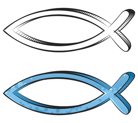 Christian religion symbol fish created in sketch and graffiti styleのイラスト素材