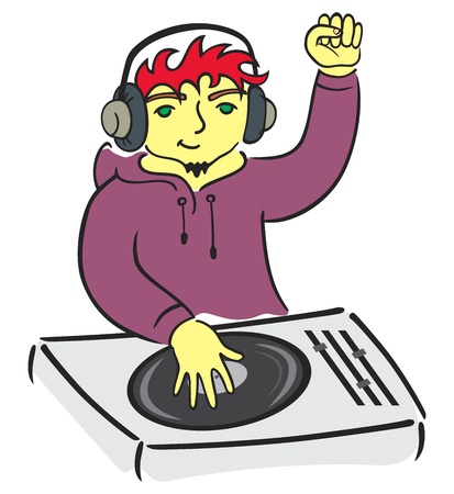 DJ behind consoleのイラスト素材
