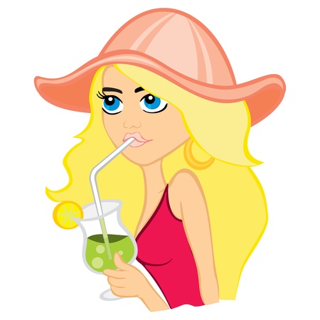 Woman with cocktailのイラスト素材