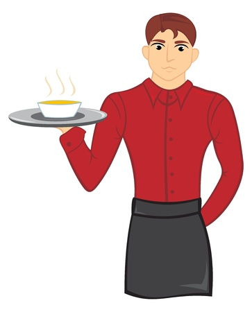 Waiter with soupのイラスト素材