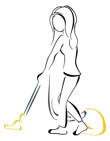 Vacuuming at houseのイラスト素材