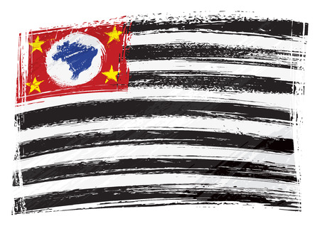 Grunge Sao Paulo flagのイラスト素材