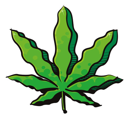 Cannabis green leaf symbol created in graffiti styleのイラスト素材