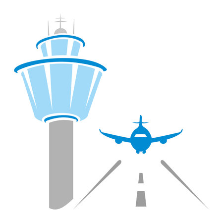 Airport exterior on simple icon style illustrationのイラスト素材