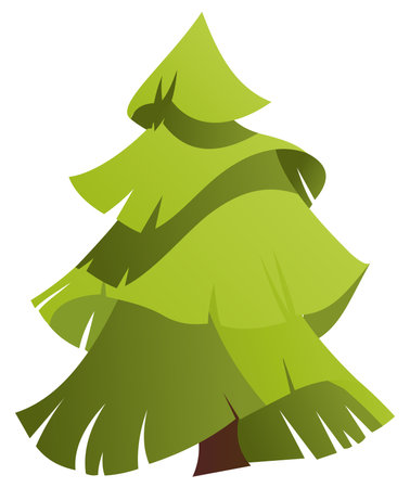 Conifer tree drawn in cartoon styleのイラスト素材