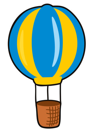 Toy hot air balloon drawn in cartoon styleのイラスト素材