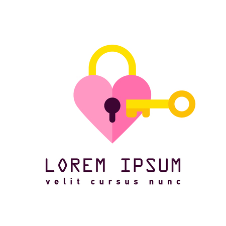 Flat sign of padlock heartのイラスト素材