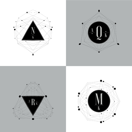 Vector set of abstract jewelry logo design templatesのイラスト素材