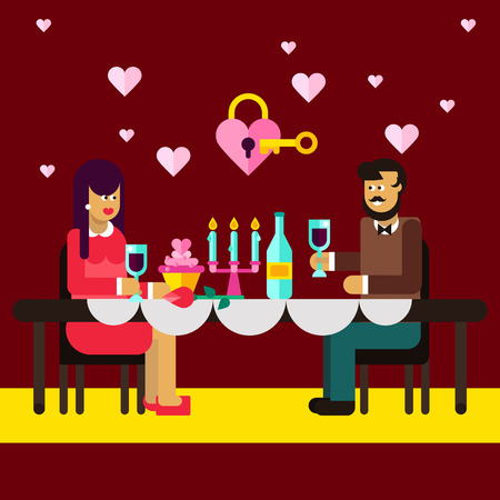 Romantic dinner of lovely coupleのイラスト素材