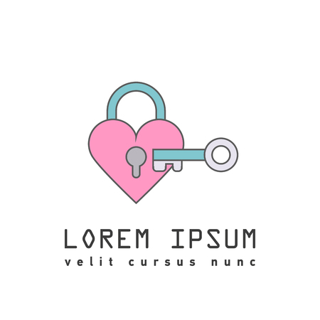 Flat sign of padlock heartのイラスト素材