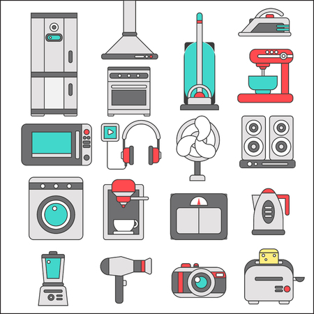 Line icons with flat design elementsのイラスト素材