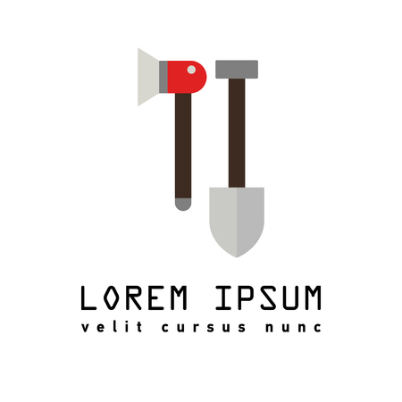 Ax and shovel. Modern flatのイラスト素材