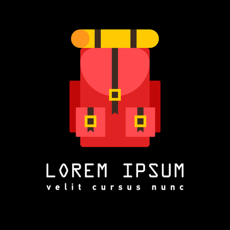 Flat line illustrationof grey backpackのイラスト素材