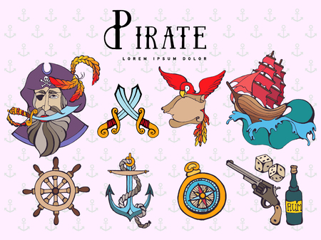 Hand drawing icons set and silhouetteのイラスト素材