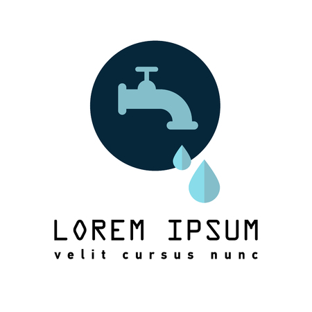 Flat Icon of faucet with a dropのイラスト素材