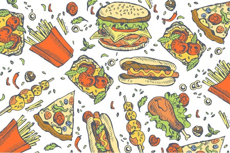 Fast food banner collection.のイラスト素材
