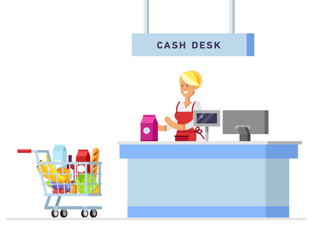 Supermarket store counter desk equipmentのイラスト素材