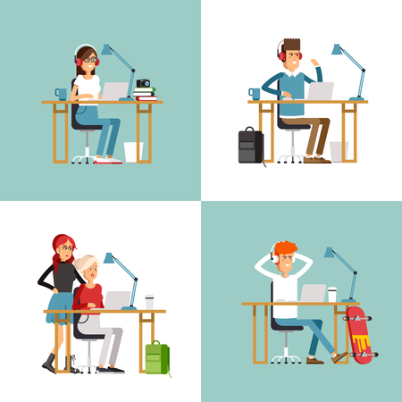 Creative people working in co officeのイラスト素材