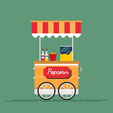 Detailed creative vector illustration on street food vendingのイラスト素材