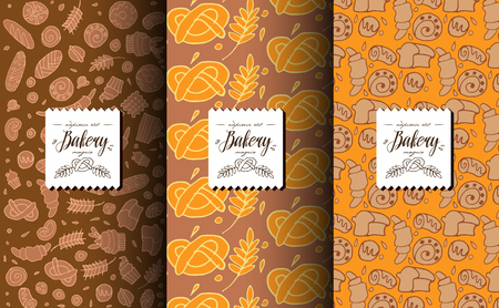 Vector set of design templates and elements for bakery with design label.のイラスト素材
