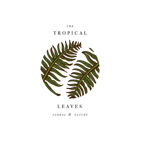 Simple logo collection. Engraved logotype set. Tropical beauty salon symbols. Vector illustrationのイラスト素材