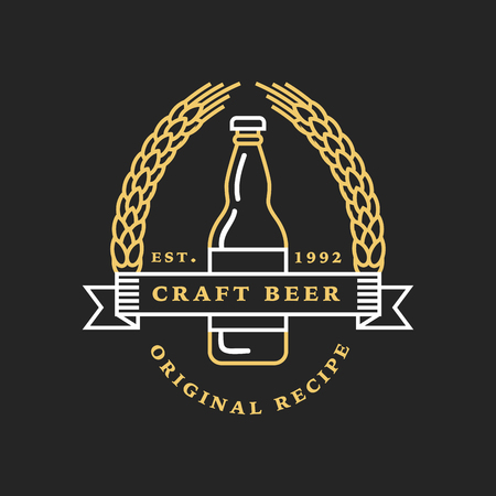 Linear brewery logo design.のイラスト素材