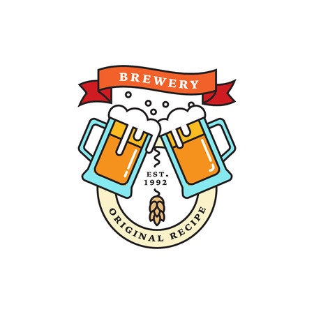 Linear brewery logo design.のイラスト素材
