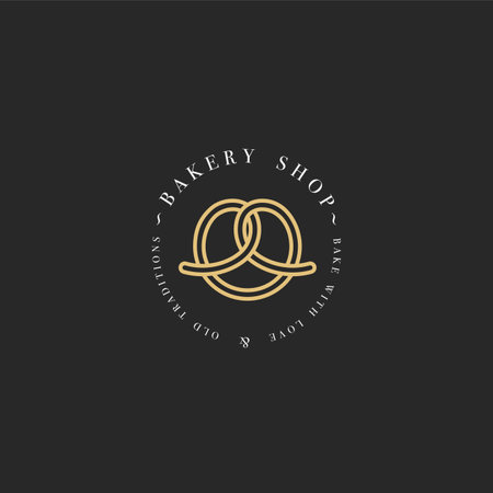 Vector design template and emblem - pretzel bake icon for bakery. Sweet shop.のイラスト素材