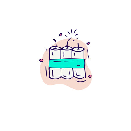 Hand draw firework icon. Petard, stars and pyrotechnics. Festival and event, celebrate and party...