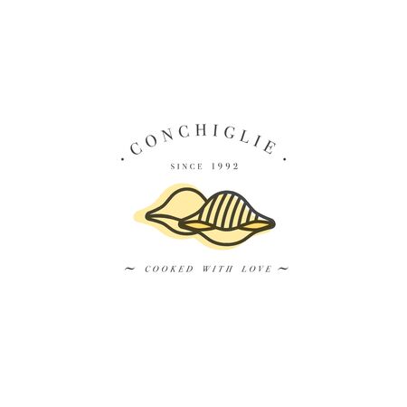 Conchiglie Italian pasta design template and emblem or badge.のイラスト素材