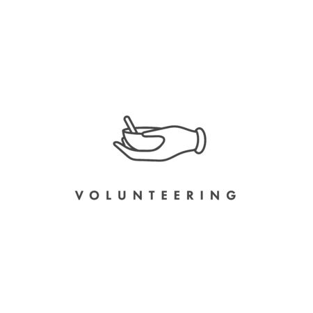 Vector  badge and icon for charity and volunteer concepts. Food sharing sign design. Symbol of volunteer organizations giving food for the poorのイラスト素材