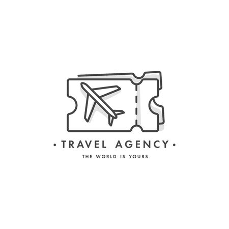 Vector design colorful template  emblem - travel agency and different types of tourism. Travel ticket icon.のイラスト素材